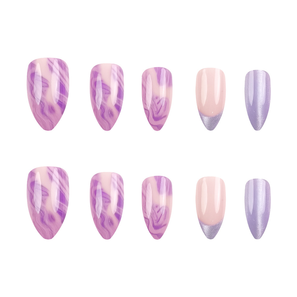 Comercio exterior Dolomita suave gradiente ojo de gato manicure fantasía estilo francés para usar 24 piezas de parche de uñas image 5