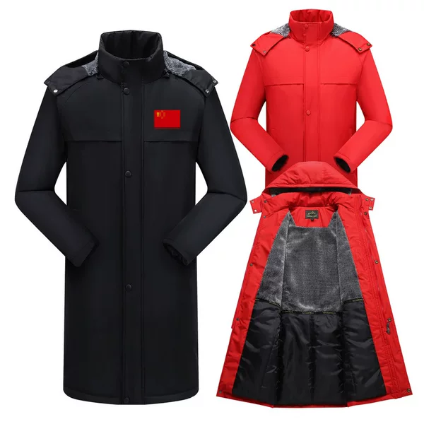 Winter cold-proof mid-length cotton coat, thickened and warm, with detachable hood, outdoor cold-proof cotton jacket, in stock