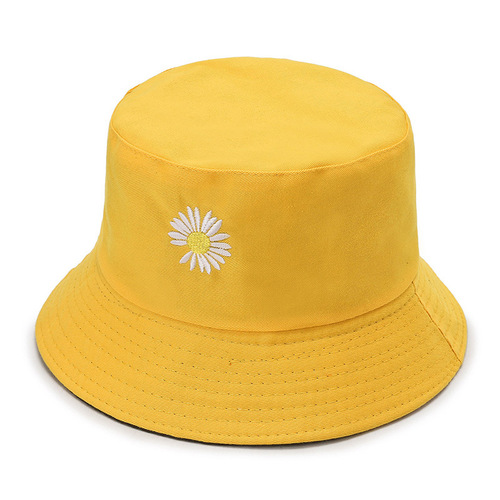 Custom Four Seasons Solid Color Daisy Short Brim Hat Two-Sided Wear Korean Style Trendy Fisherman Hat Outdoor Sun Hat Wholesale