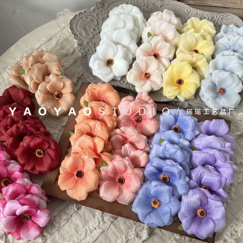 Butterfly Peony Flower Head, Hibiscus Flower Head 9cm Fake Flower Headdress Corsage Material Handmade Accessories Han Dynasty Decoration
