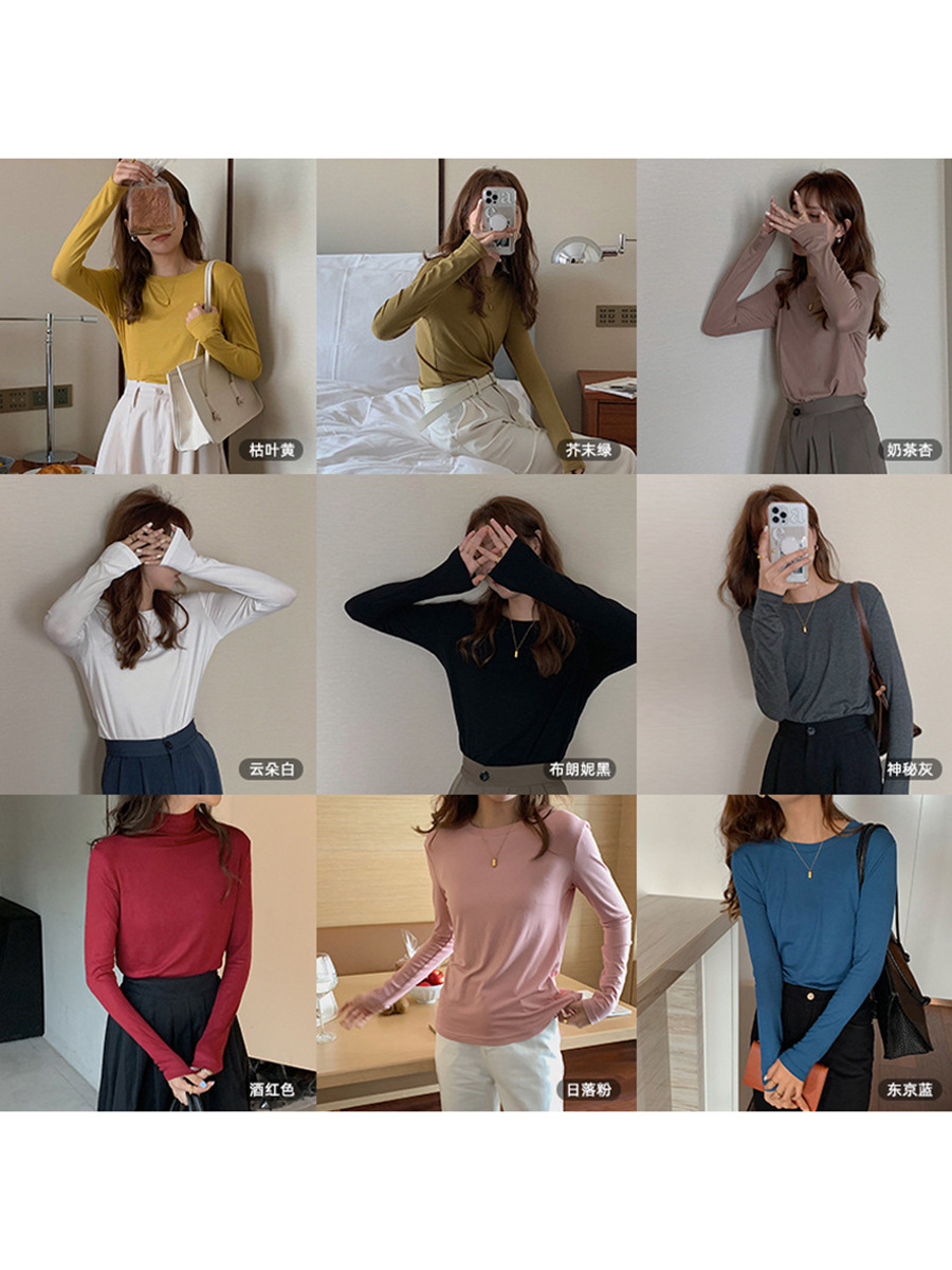 [Buy Without Regrets] 13-Color Bottoming Shirt for Women, New Autum Style, Slimming Look Inner Long-Sleeved T-Shirt Dn145