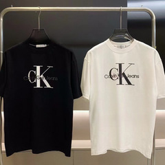 欧美潮牌夏季新款家字母印花＋刺绣休闲宽松百搭男女短袖