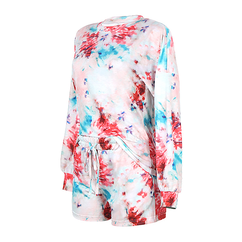 Tie-Dye Home Service Print Long-Sleeved Casual Set NSKX36799