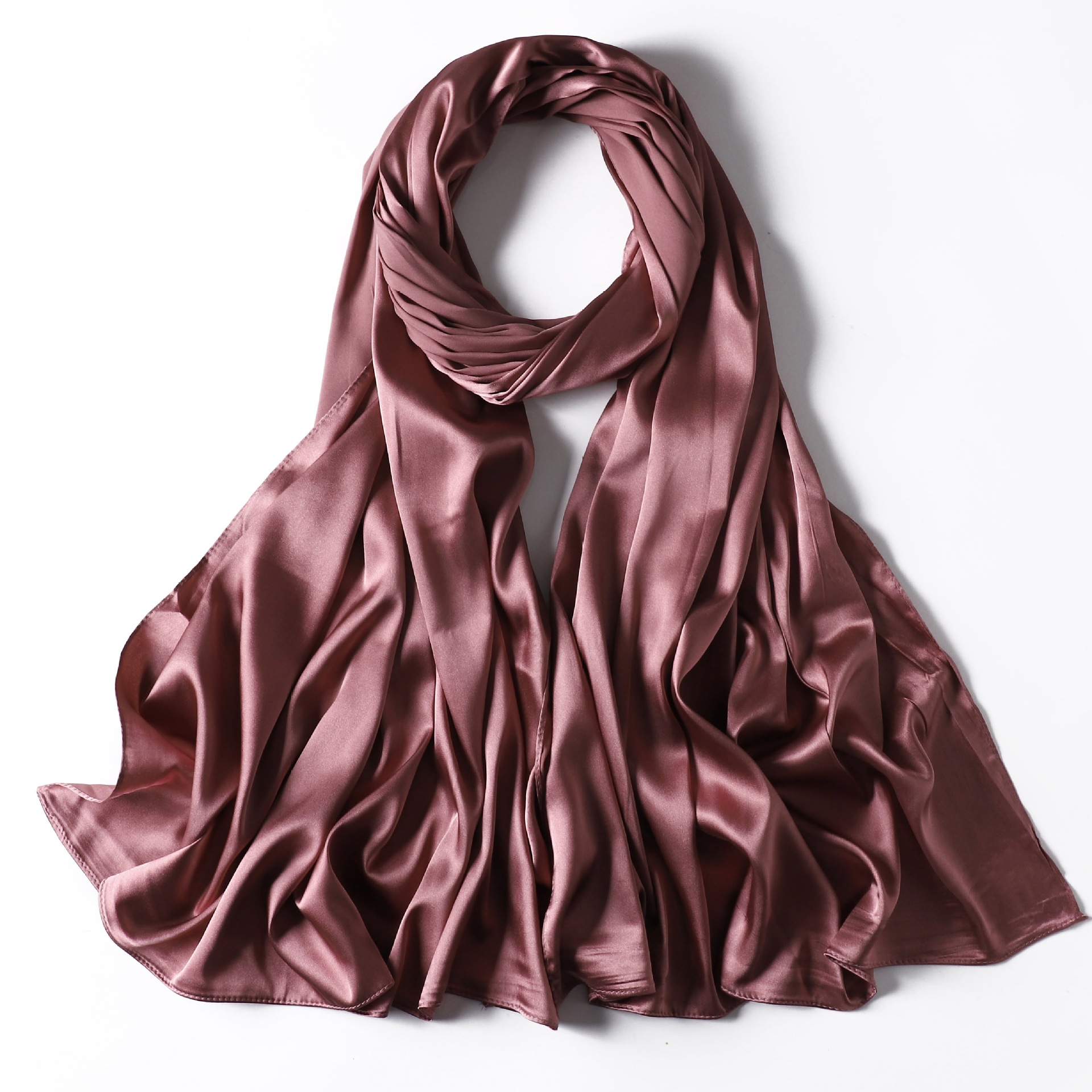 Solid Satin I mitation Lange Indonesische Monochrome Parel Kleur Ding Bag Hoofddoek Cover Vrouwen Zijden Sjaal_voghion.com