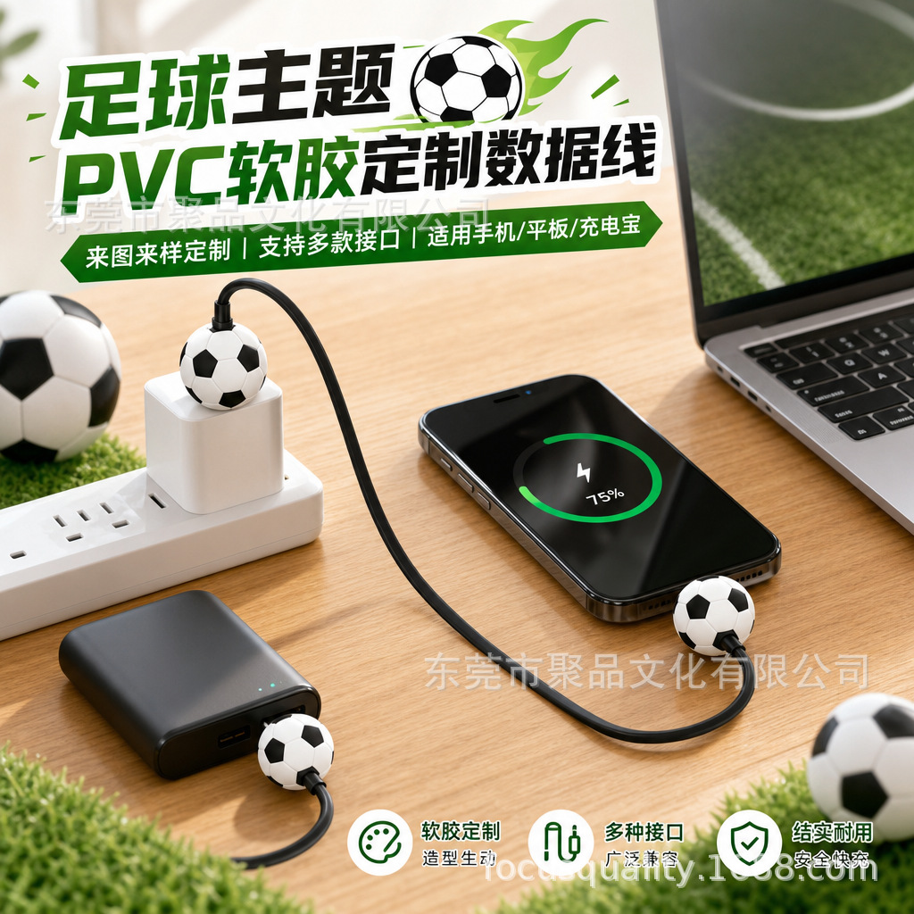 世界足球造型数据线适用于华为手机安卓卡通钥匙扣迷你便携充电线