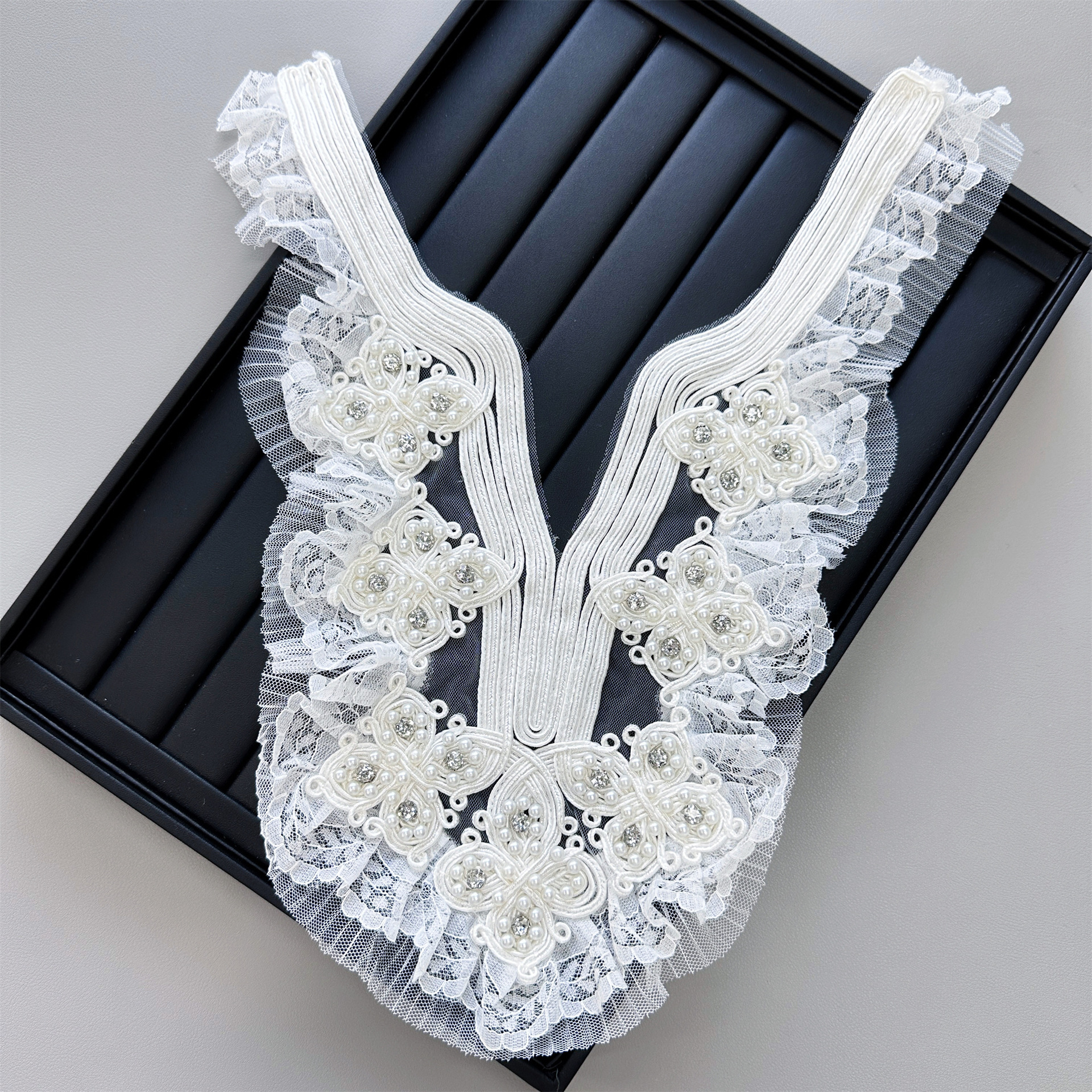 Perla con cuentas ramillete DIY material hecho a mano vestido de novia vestido de mujer Ropa Accesorios encaje bordado apliques
