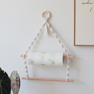 ins Nordic Style Hand-woven Storage Rack Double-layer Towel Rack Tissue Rack for Homestay Hotel Indoor Tapestry Wall Hanging