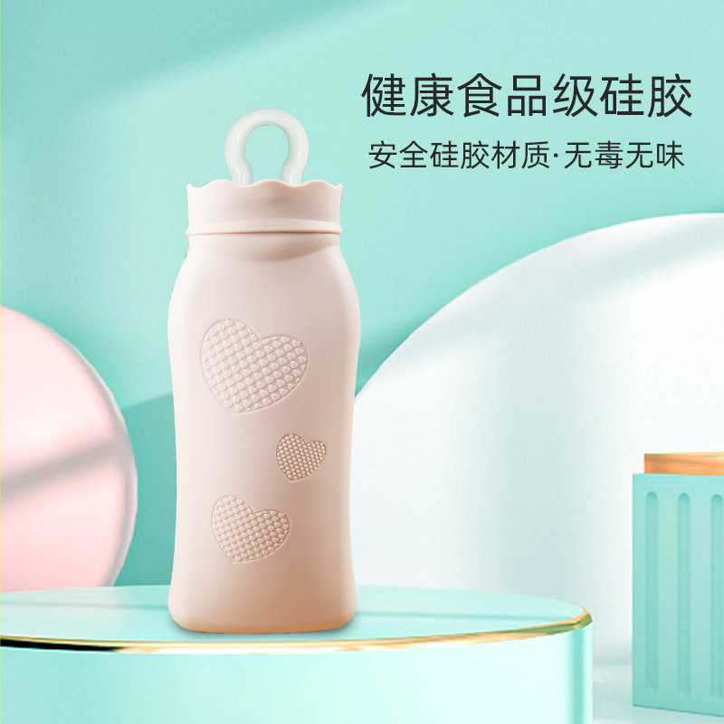 Heating water bottle cartoon heart -shaped silicone household long…