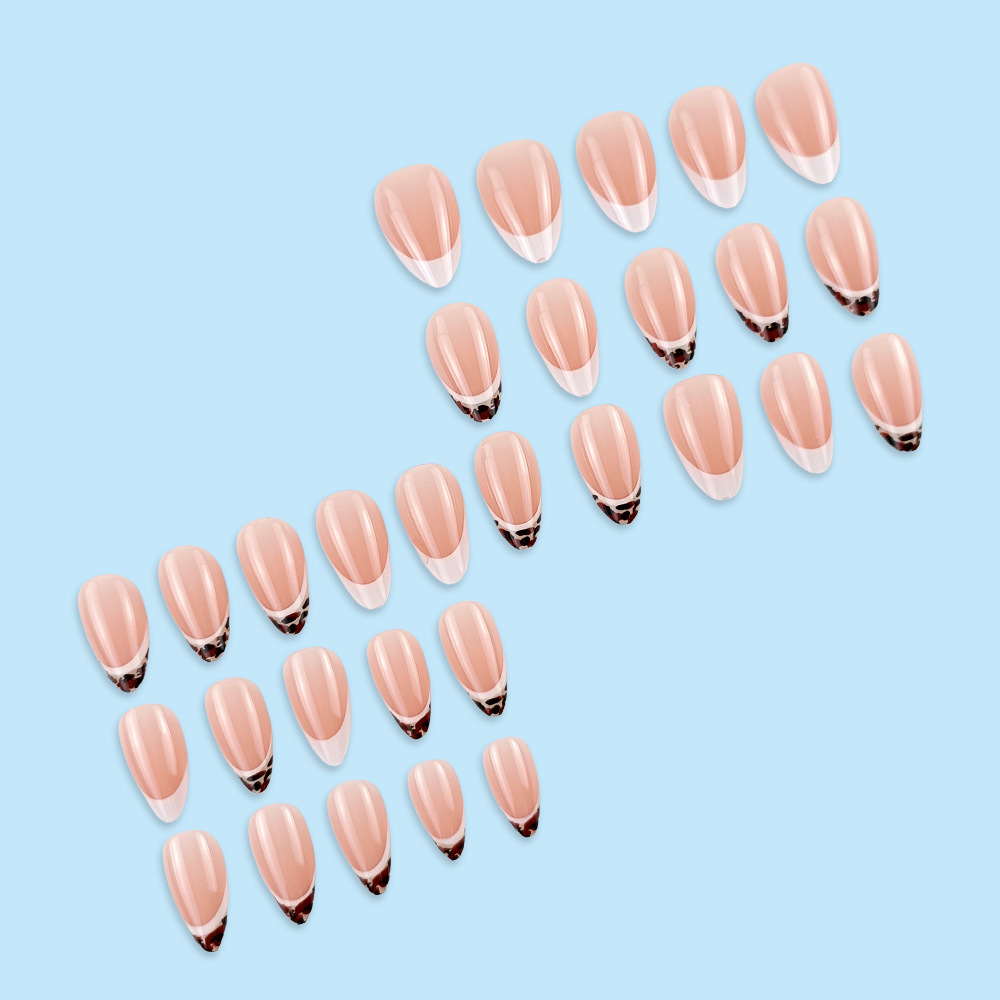 30 piezas de uñas portátiles impermeables multicolores, uñas de manicura de venta caliente de moda francesa, pegatinas de uñas suaves cortas de alta calidad