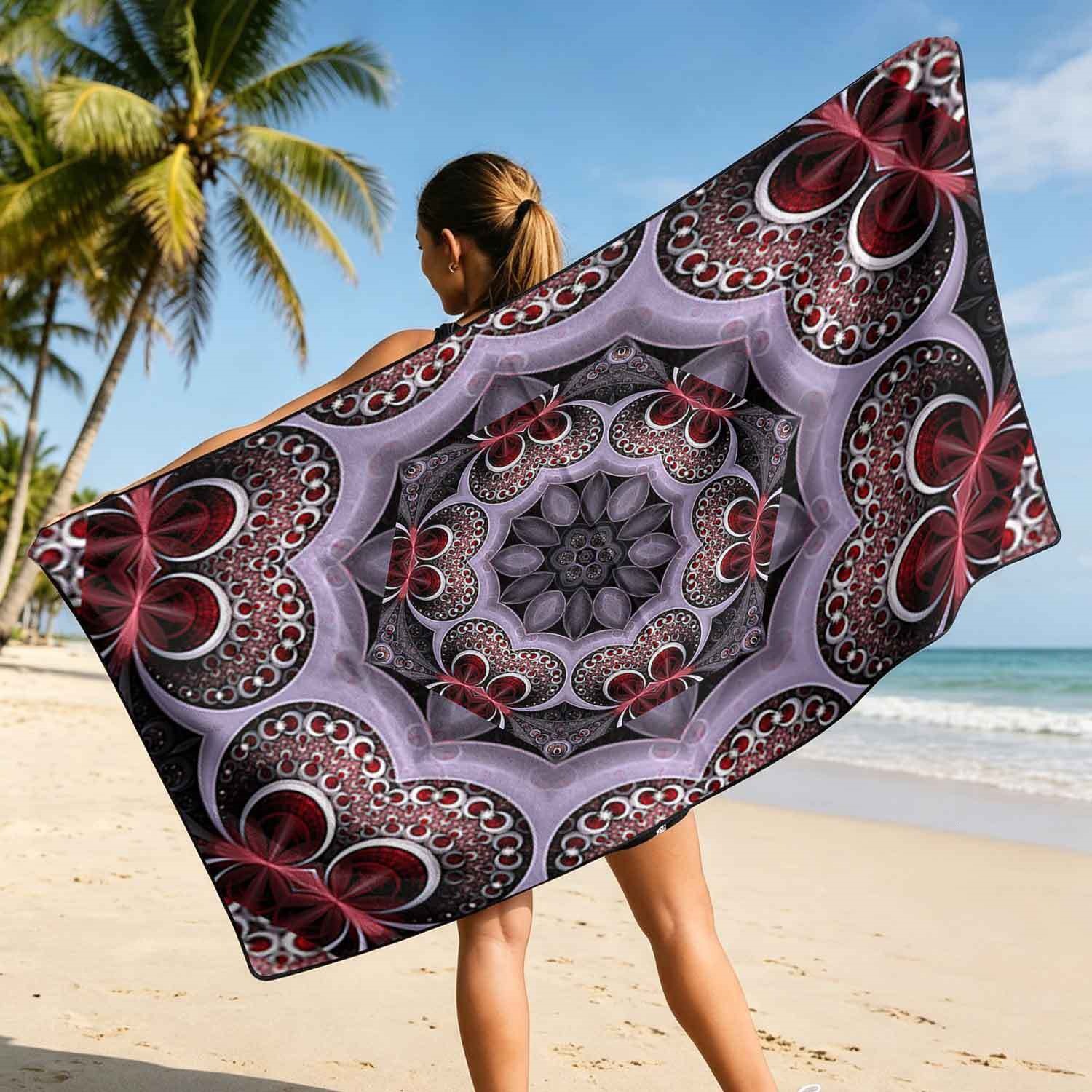Geometric Bath Towel Car Seat Cover 2-in-1 Microfiber Outdoor Beach Car Dual-Use Universal Seat Cushion