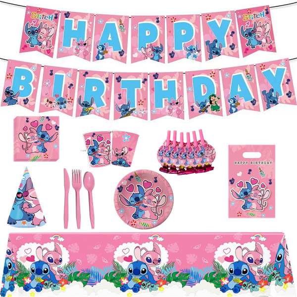 Star Baby Pink Stirling Birthday Party Supplies Paper Tray Paper Cup Paper Towel Rice Flower Box Tablecloth Triangle