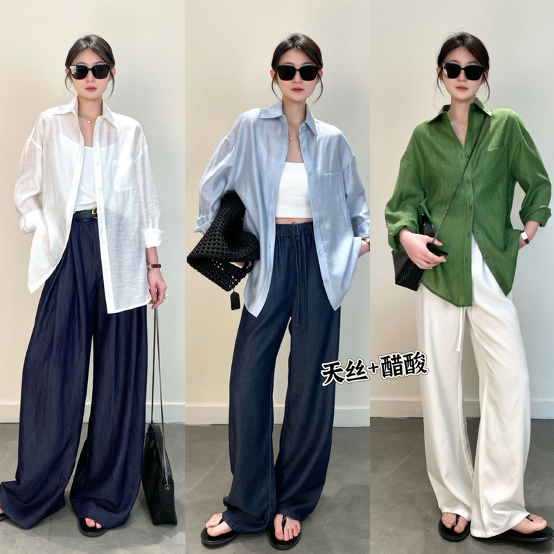 Nanyu tencel acetate linen comfortable textured loose all-match tencel acetate shirt linen sunscreen shirt