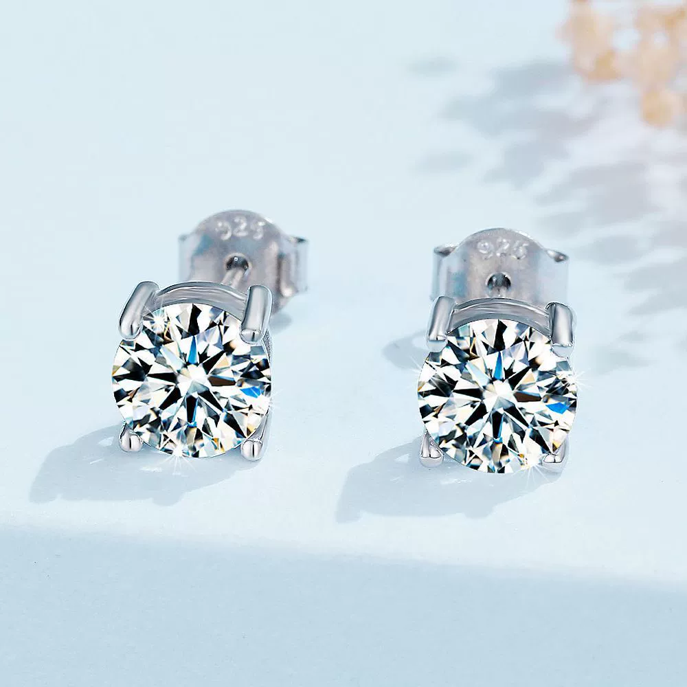 Earrings with zircon, silver 925 sample