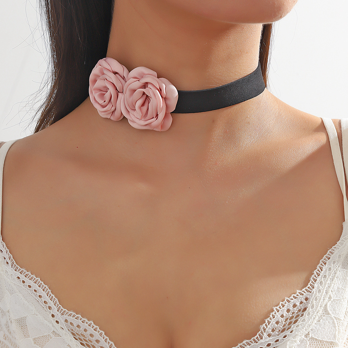 hot selling ghost flower necklace rose chocker fabric flower lace necklace flower necklace_voghion.com