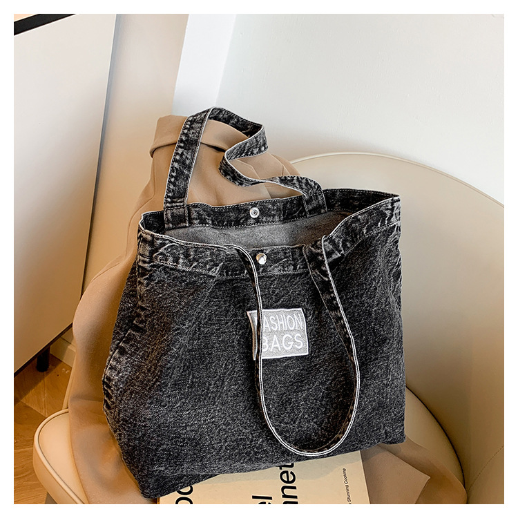 Women's washed denim shoulder bag 2024 new season versatile college high school backpack_voghion.com