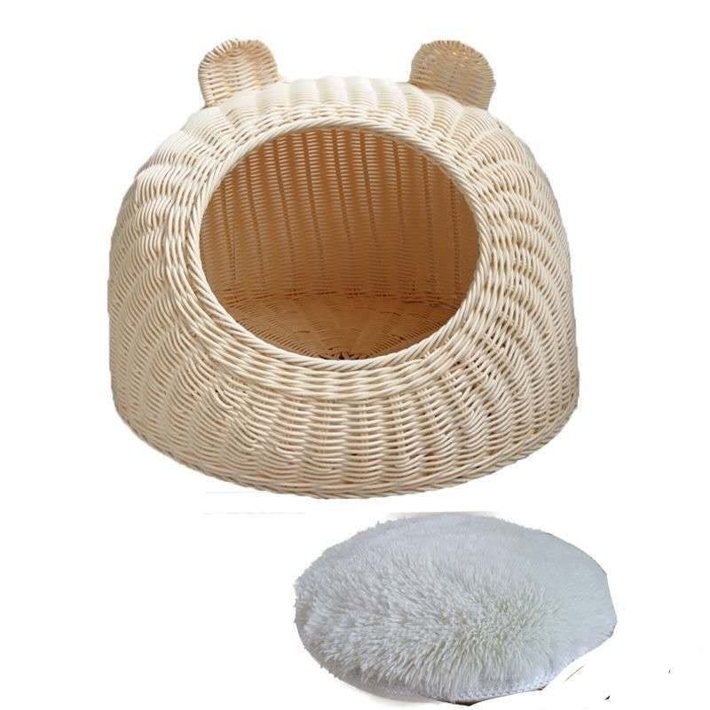 藤编猫窝狗窝宠物窝纯手工编织可水洗别墅PP藤条猫窝四季通用包邮|undefined