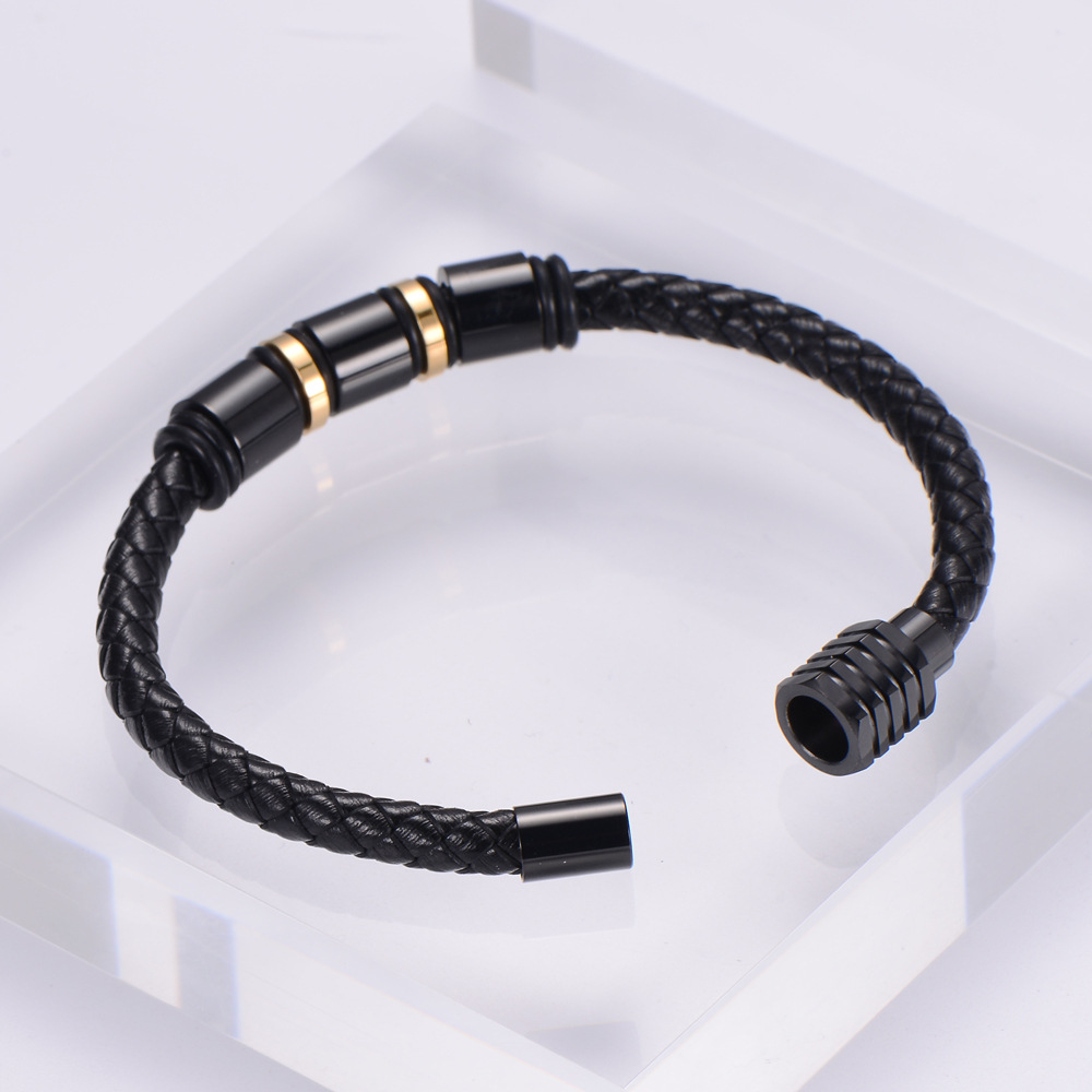 304 Stainless Steel Material Unisex Gender Simple Style Style Simple Style 304 Stainless Steel No Inlaid 18K Gold Plated Vacuum Plating Unisex Men Cord & Leather Bracelets