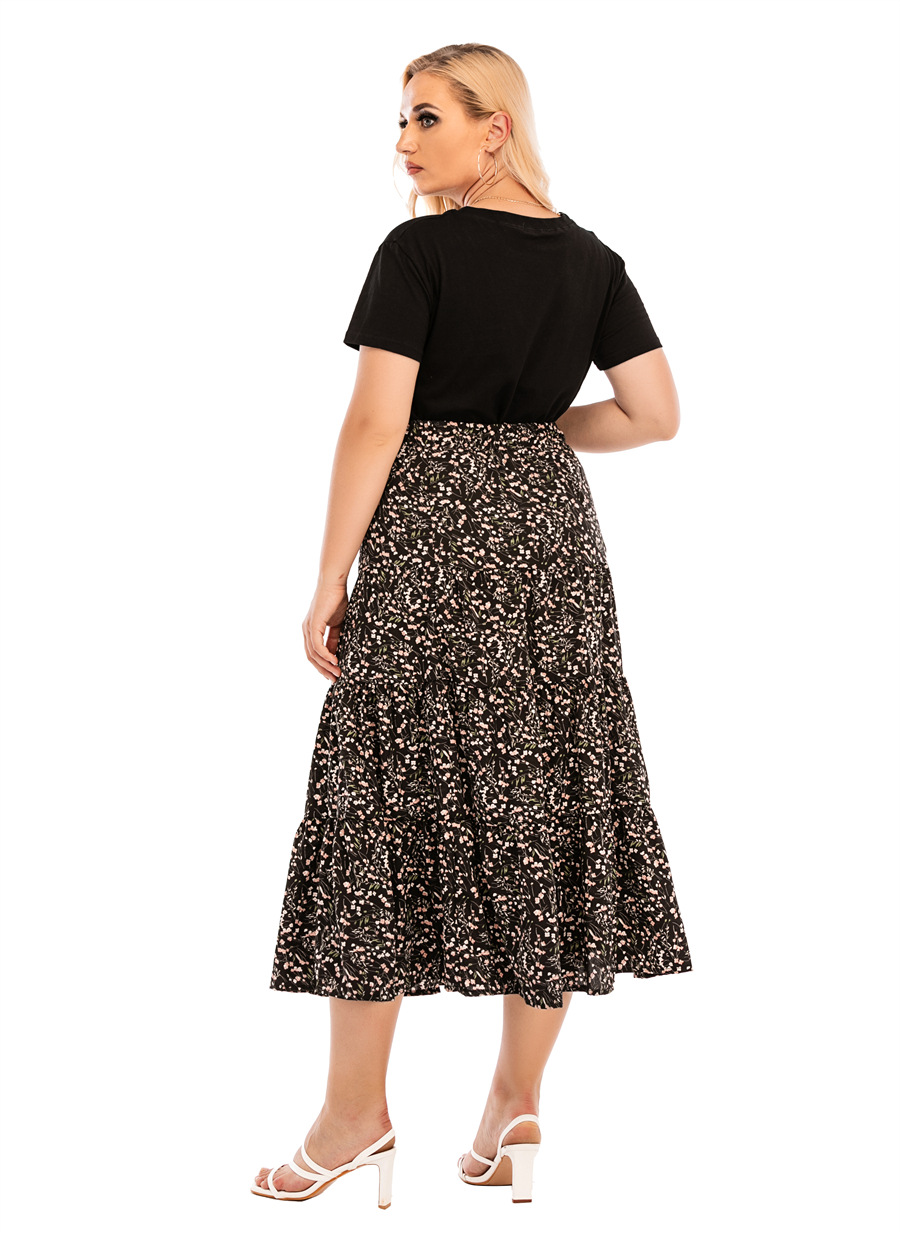 plus size floral mid-length loose-fitting slimming skirts Nihaostyles wholesale clothing vendor NSCX72549