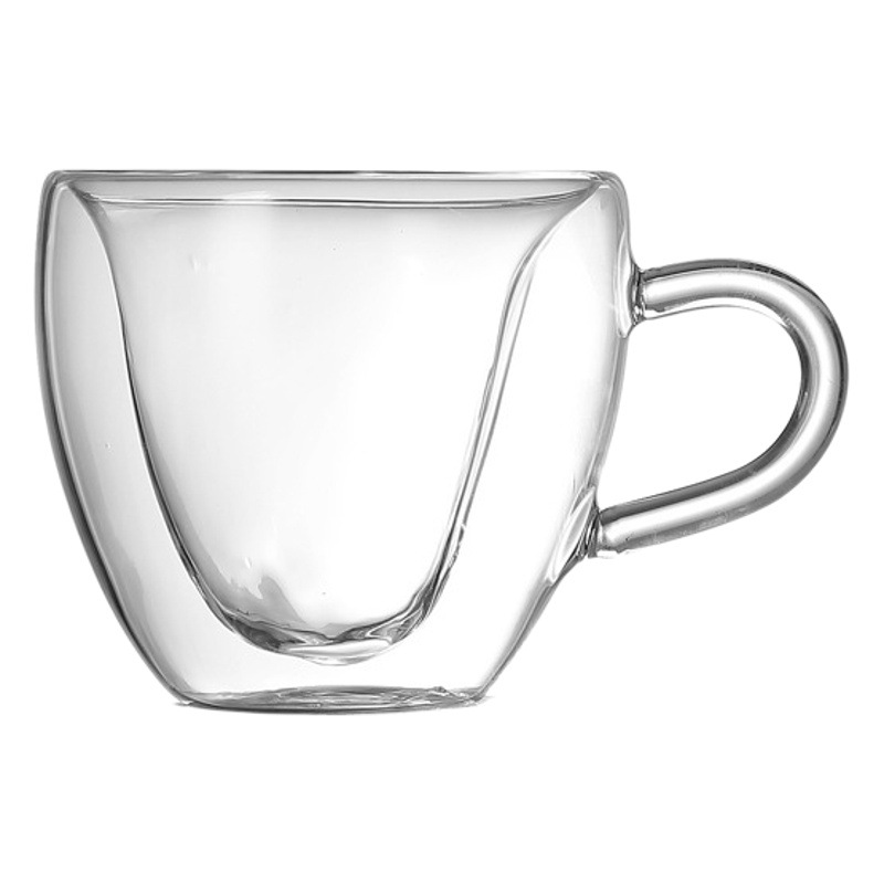 Nuevo creativo en forma de corazón de vidrio de doble capa de aislamiento térmico de alta temperatura resistente a la taza de café leche taza de té taza de vidrio de borosilicato taza de amor