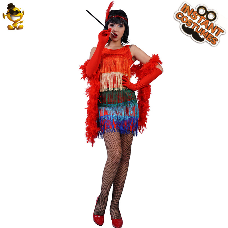 Carnaval de las mujeres adultas retro borla falda 30 s borla vestido mascarada ropa rendimiento