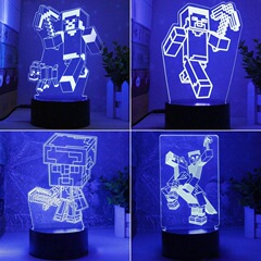 私の世界3d小夜灯サンドボックス建設ゲームモデルled電気スタンドusb七彩タッチリモコンギフトライト