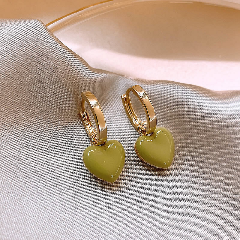 Metal Material 1 Pair Retro Square Heart Shape Metal Enamel Women's Drop Earrings