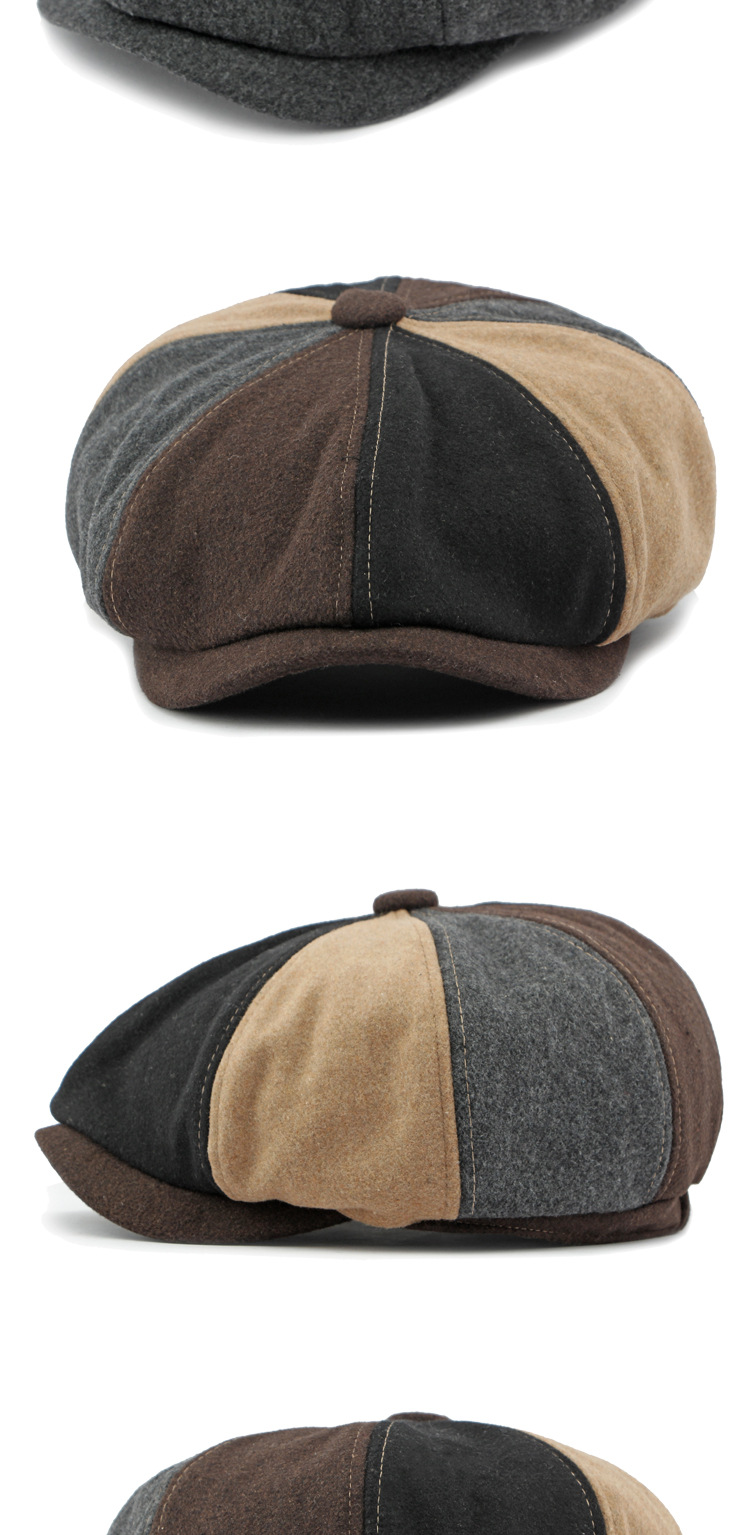 Chapéu octogonal vintage unissex, chapéu clássico de lã para outono/inverno masculino, boné feminino, chapéu de jornaleiro_voghion.com
