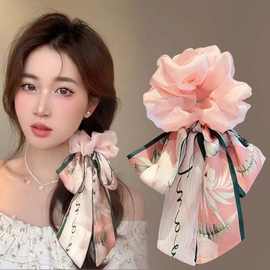 2025新款高级感碎花蝴蝶结大肠发圈女发带头绳扎头发皮筋飘带头饰
