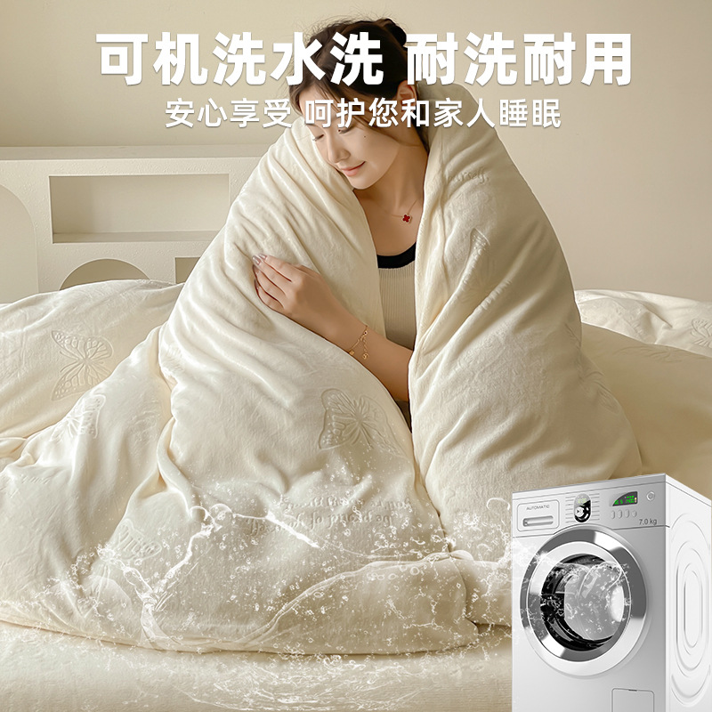 A clase de lujo ligero europeo de invierno cálido de seda de cuatro piezas con seda de coral gruesa cubierta de sábanas sensación de gato