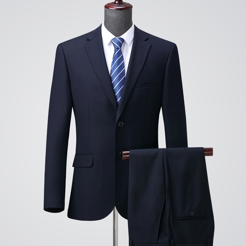 高级感男式西服套装量身商务羊毛职业西装纯色白领销售精英套西男