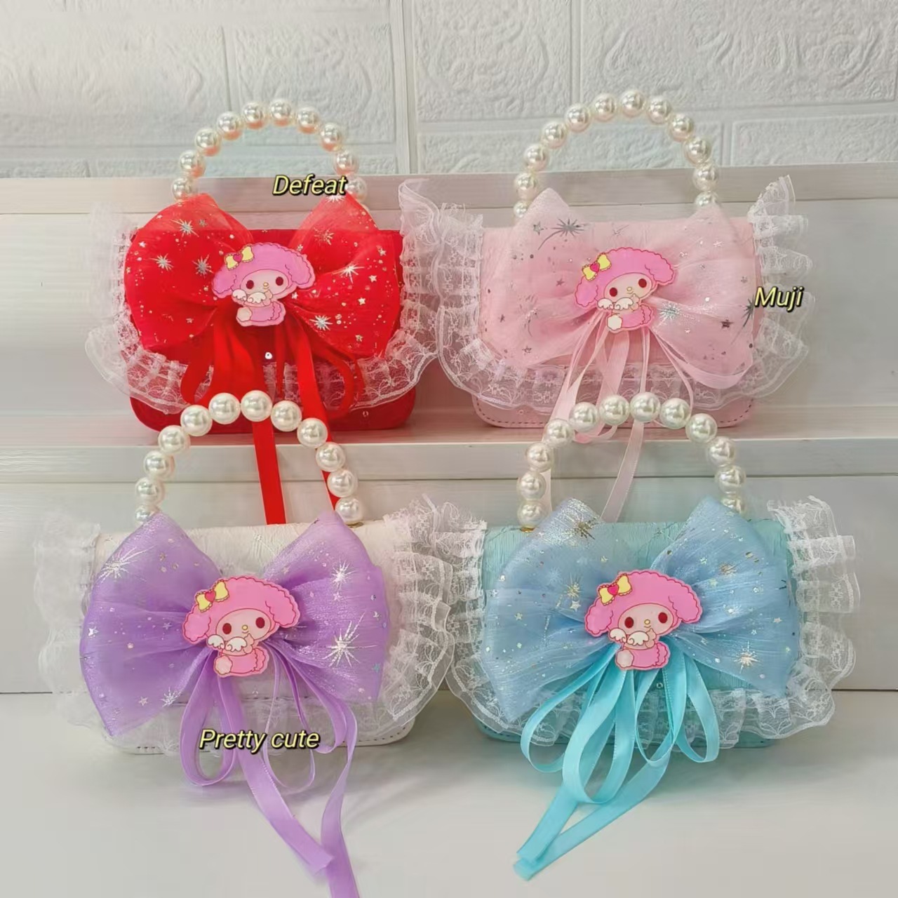 Bolso de arco para niños bolso de perlas bolso de hombro bolso de cambio bolso de accesorios bolso de dibujos animados Melody bolso de princesa