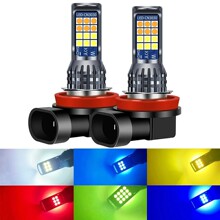 跨境热销双色LED雾灯24smd 9006 H11 H16 P13W H4 H7 汽车前雾灯