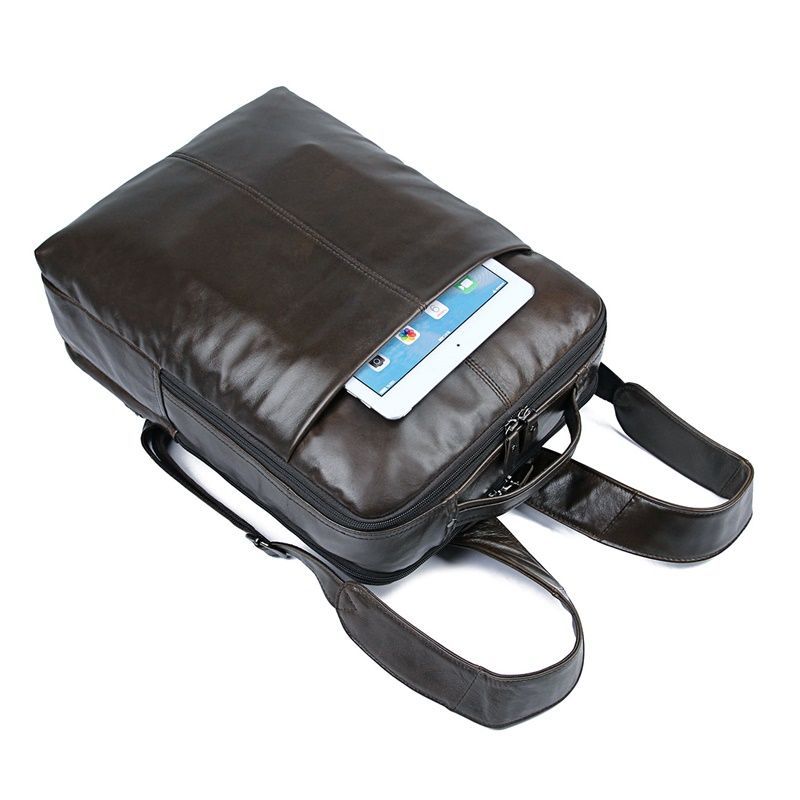 JIAMEDA 빈티지 가죽 배낭 남성용 왁스 가죽 대용량 15.6 인치 컴퓨터 백팩 COWHIDE 학생 SCHOOLBAG