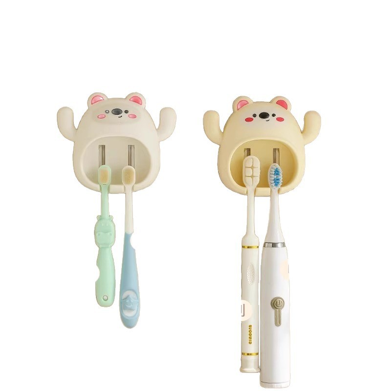 クマ歯ブラシホルダー歯ブラシ収納ラック家庭用壁掛けパンチフリー歯ブラシカップホルダー浴室浴室歯ブラシホルダー|undefined