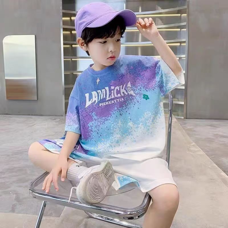 Children's Ball Uniforms, Sportswear Wholesale, Gradient Color Short-Sleeved Shorts, Big Children and Small Children, Summer Style, Cool