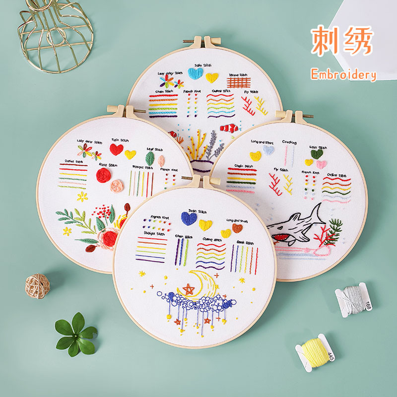 Original DIY bordado hecho a mano paquete de material submarino Arco Iris combinación puntada nivel de entrada principiante práctica transfronteriza Inglés