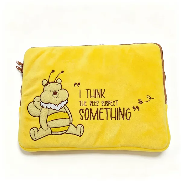 Bee Winnie the Pooh Plush Tablet Storage Bag Embroidered Pooh Computer Sleeve Bag iPad Storage Bag for Students