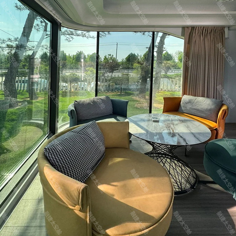Rongjie cápsula espacial de empalme modular habitación móvil diseño antiestático a prueba de explosiones casa de familia al aire libre sala de actividades sala de sol
