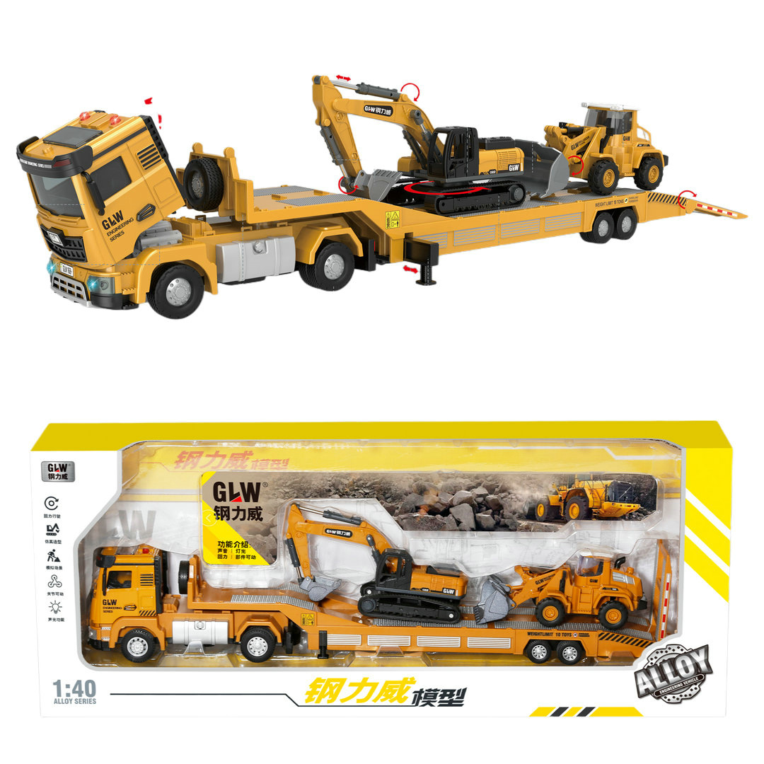 1:40 sound and light pull back alloy truck 526 boys engineering car model Play House children's toys wholesale
