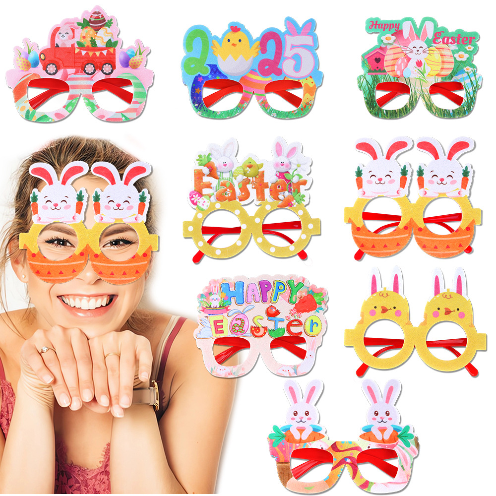 Huevos de Pascua europeos y estadounidenses gafas de conejo fiesta decoración de pollo marco de gafas de dibujos animados para niños accesorios de fotografía