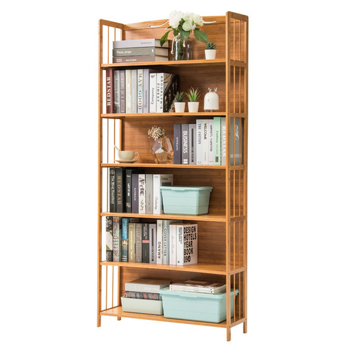 Simple bookshelf rack floor-standing simple solid wood bedroom living room bamboo small bookcase desktop storage student