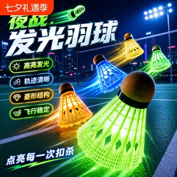 夜战发光羽毛球泡沫球头高亮防风耐打训练比赛用球夜光羽毛球