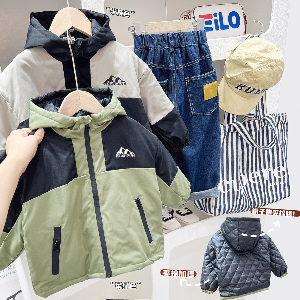 2023 Winter Kids' Clothing: Mid-to-Large Size Boys' Fleece-Quilted, Thickened, Warm Outdoor Jacket & Cotton-Padded Coat—Wholesale