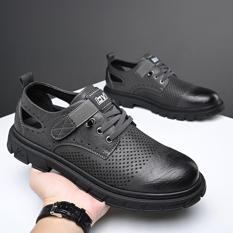 Men's Breathable Leather Clogs Soft Sole Casual Workwear Shoes_voghion.com