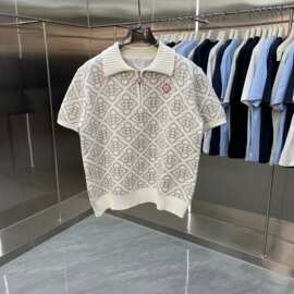 外贸跨境ca卡萨男式休闲针织毛衣polo衫短袖夏季新款提花工艺百搭