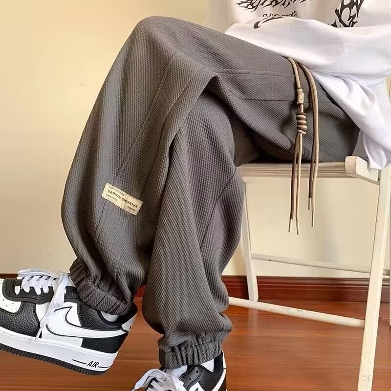 Men's Waffle Pants Spring and Autumn Trendy Loose Nine-Point Jogger Sweatpants American Retro Casual Sports Trousers Men's Waffle Pants Spring and Autumn Trendy Loose Nine-Point Jogger Sweatpants American Retro Casual Sports Trousers