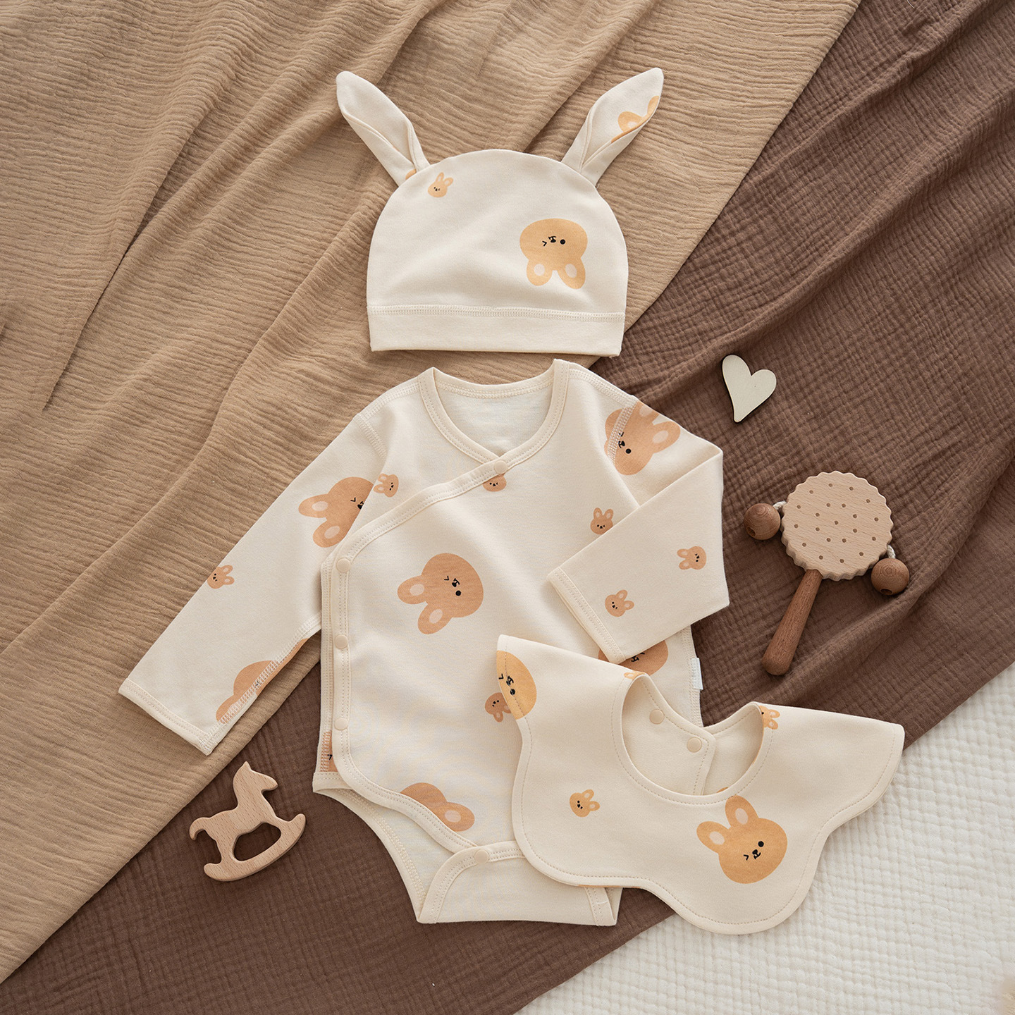 전체 인쇄 토끼 가방 방귀 세트 세트 3