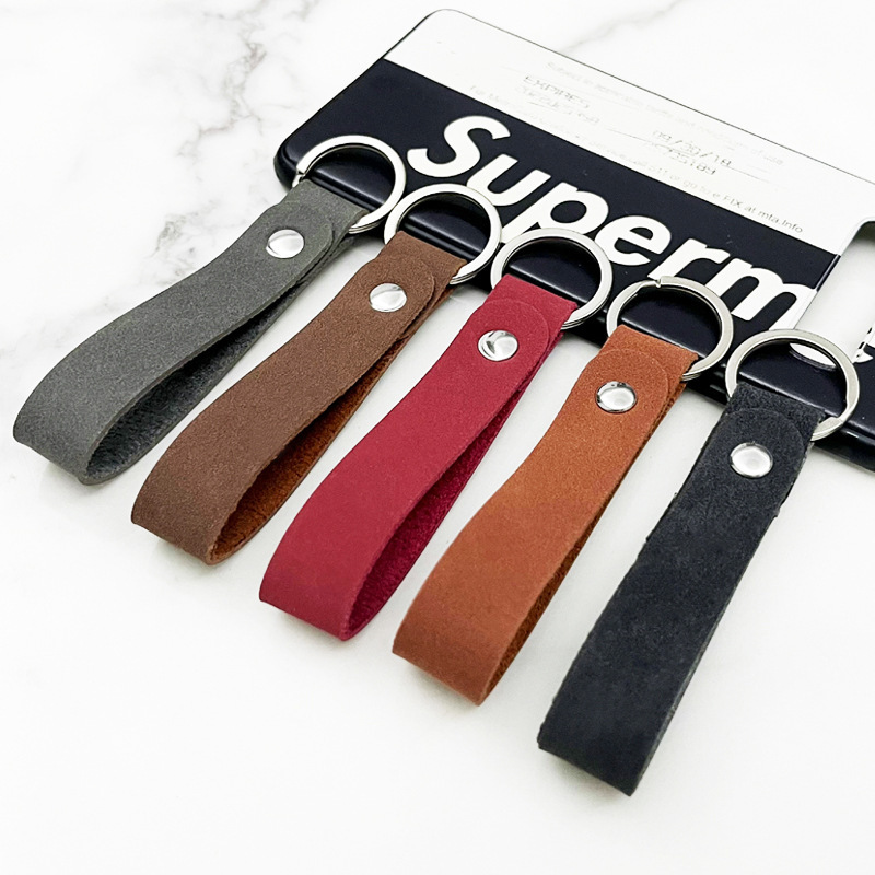 High-End Frosted Key Rope for Men and Women, Simple Keychain Pu Suede Creative Car Waist Pendant
