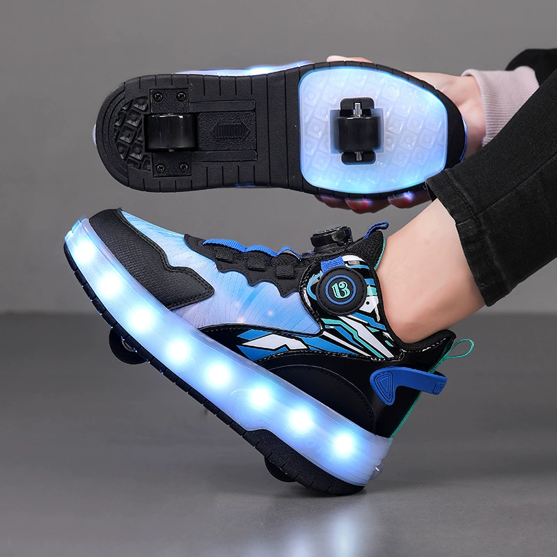 Дешевые туфли Heelys для мальчиков, двухколесные выдвижные детские роликовые коньки, четырехколесные невидимые коньки для студенток с фабрикой фонарей