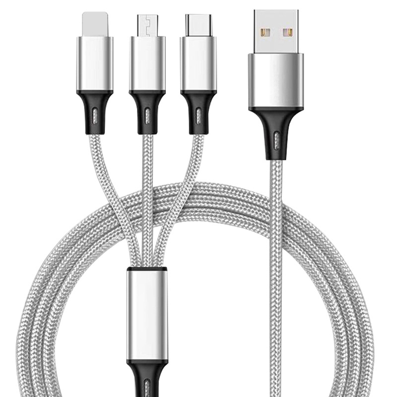 Uno a tres cable de datos tres en uno cable de carga para Apple Android tipo-C regalo logotipo fábrica al por mayor
